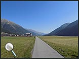 This area of Samedan in Switzerland was also briefly used in the aircraft's departure at the end of the film.
