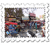 Cycle rickshaws outside Delhis Jwala Heri market.
