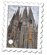 One side of Gaudi's ever-burgeoning Sagrada Familia