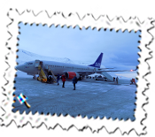 Everyone walks to the aircraft at Svalbard Airport.