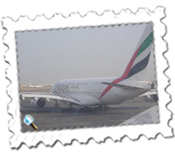 An Emirates Airbus A380 prepares to leave Dubai