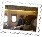 Enjoying the excellent Emirates hospitality aboard a Boeing 777-300 to Heathrow from Dubai