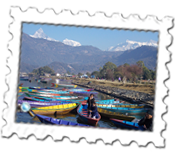 Lake Fewa with the Annapurna mountain range, Pokhara