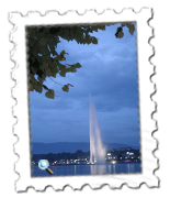 The famous Jet d'Eau in Geneva at night